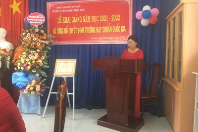 Trường MN Hoa Đào tổ chức lễ khai giảng năm học 2021-2022 Và công bố quyết định trường đạt chuẩn quốc gia.